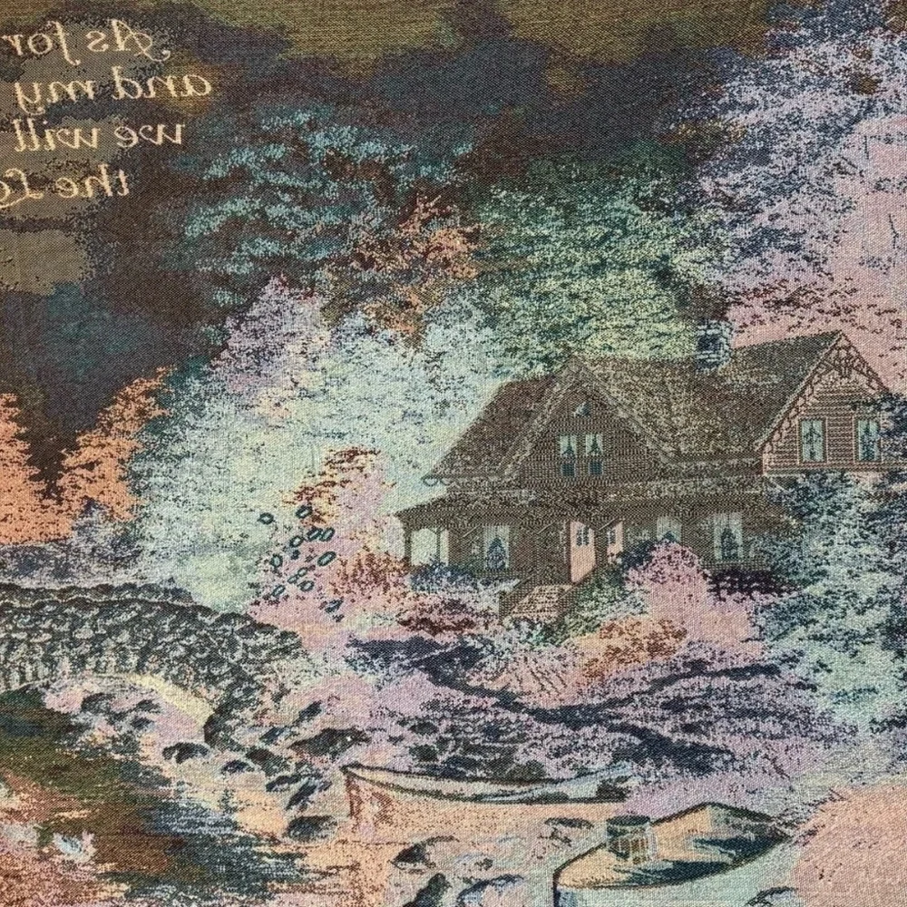 COUNTRY COTTAGE Tapestry Fringe Throw Blanket Christian Prayer Home Nicky Boehme